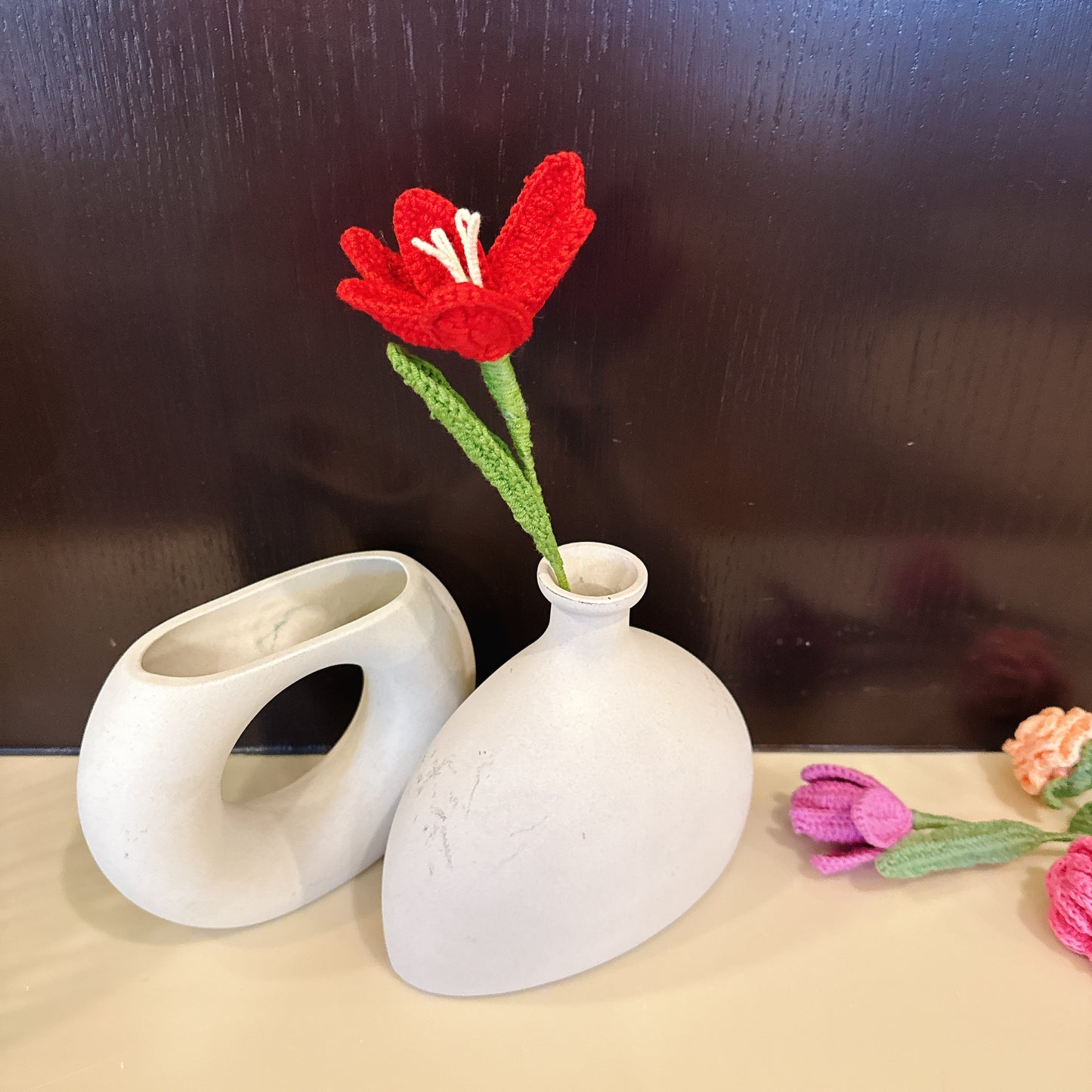 Handmade Crochet Red Tulip
