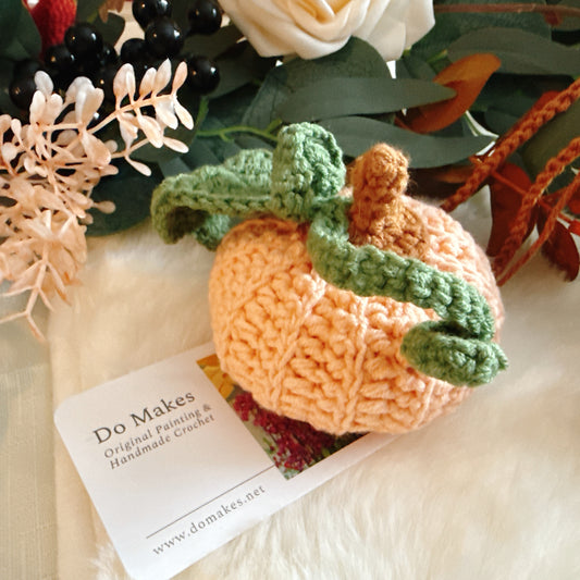 Peach Handmade Crochet Hanging Pumpkin