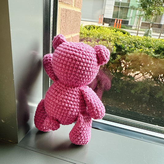 Handmade Crochet Hot Pink Bear