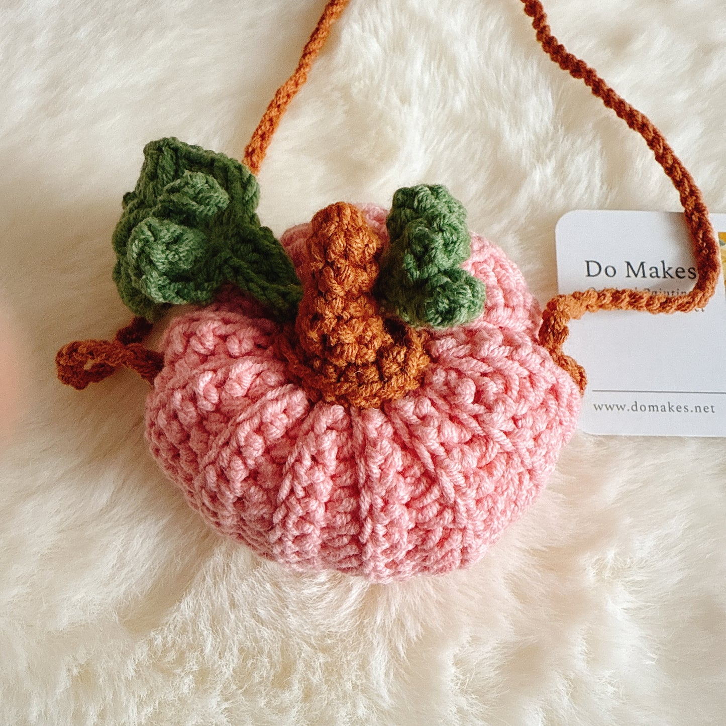 Pink Crochet Hanging Pumpkin