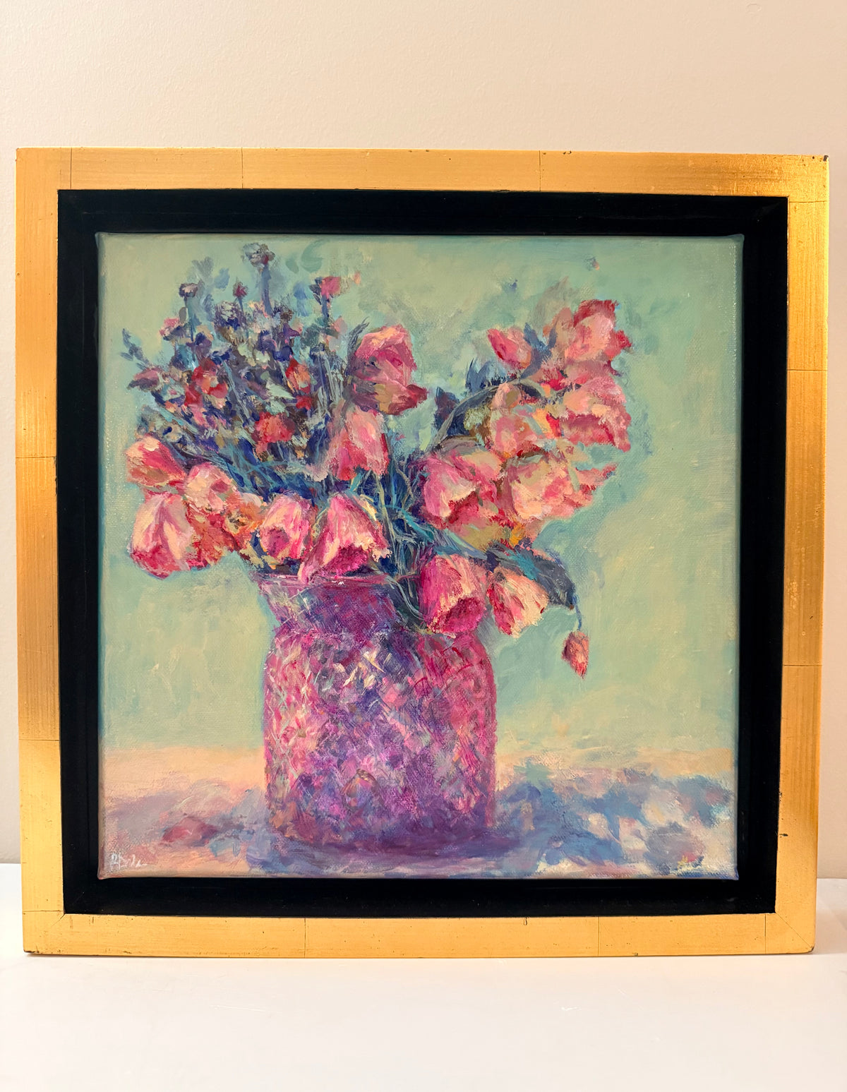 Pink Vase with Roses