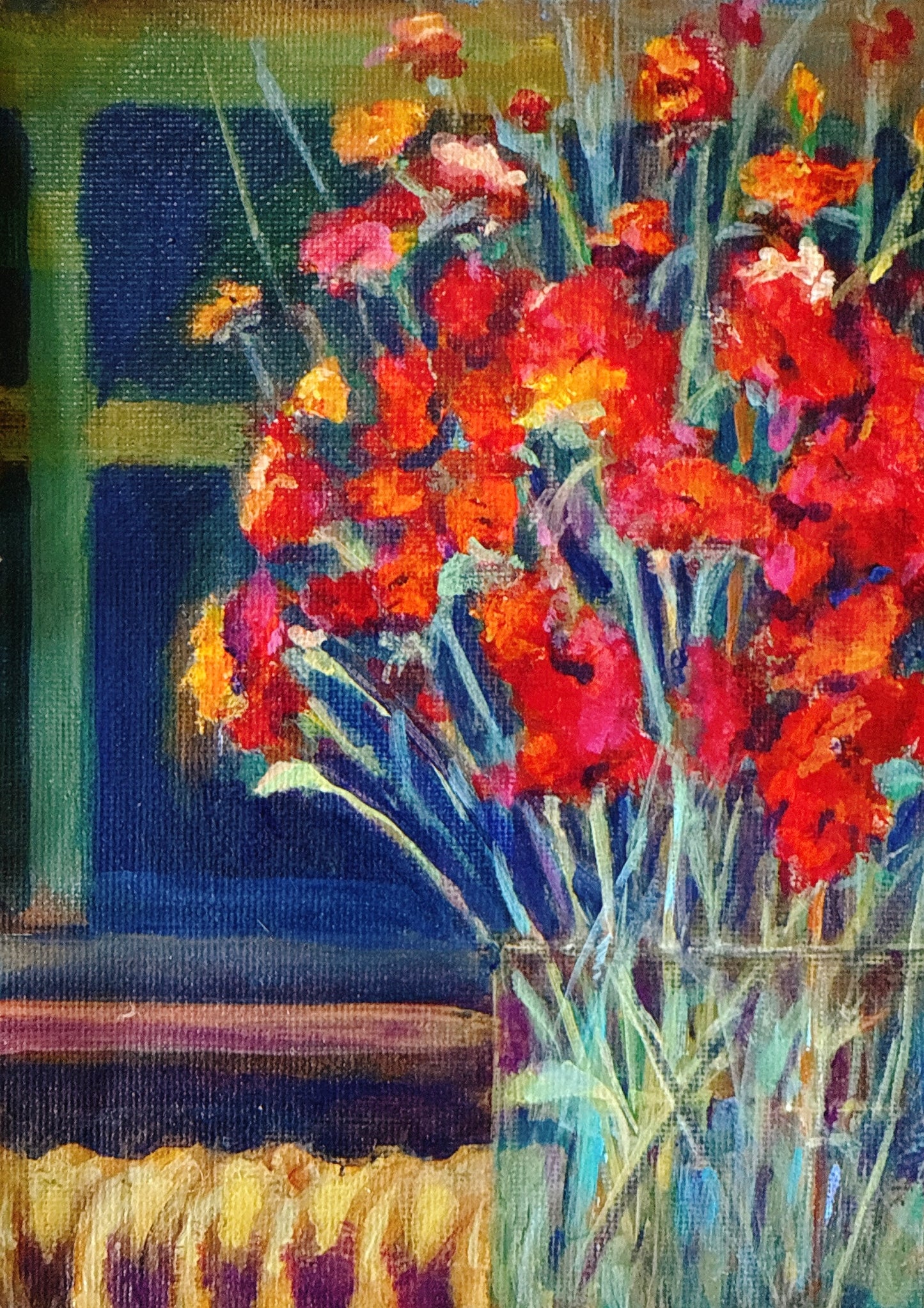Radiator and Bouquet of Flowers