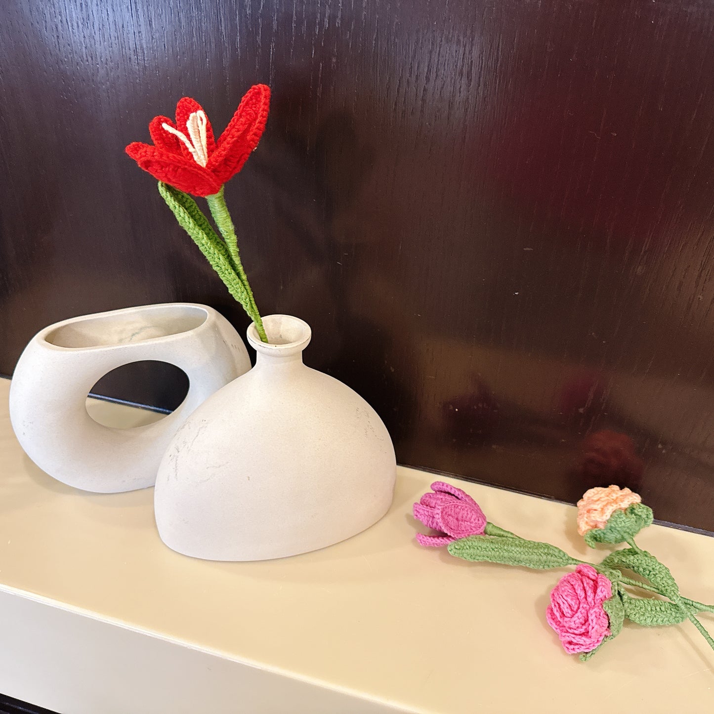 Handmade Crochet Red Tulip