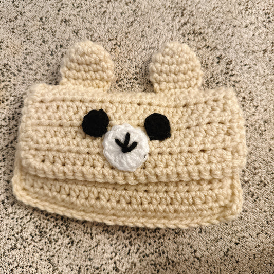 Crochet mini bear wallet-Beige