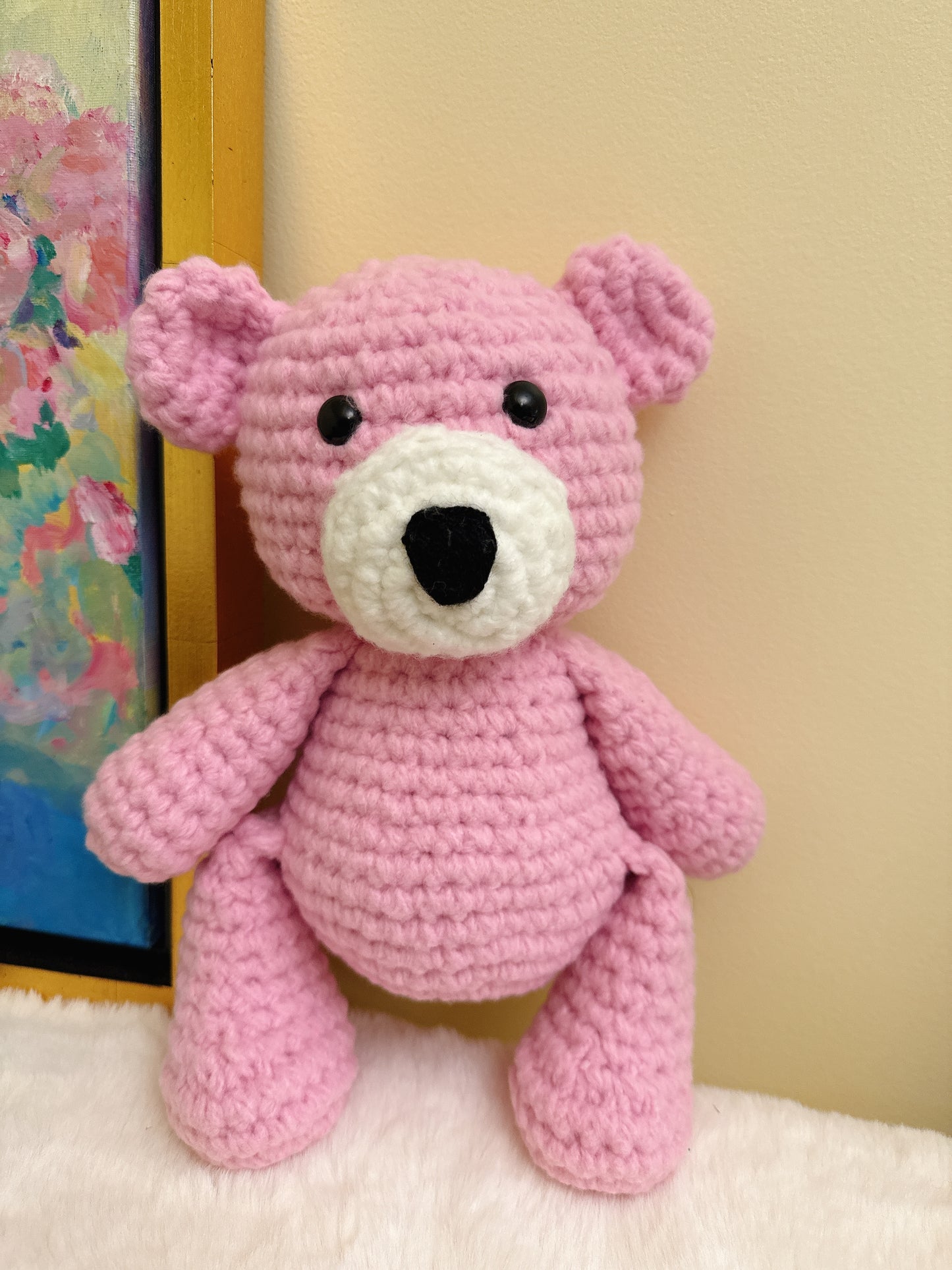 Pink 12 inc-Handmade Crochet Bear