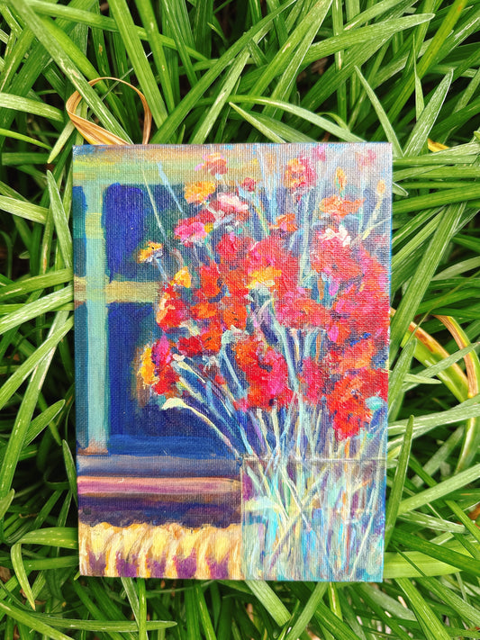 Radiator and Bouquet of Flowers