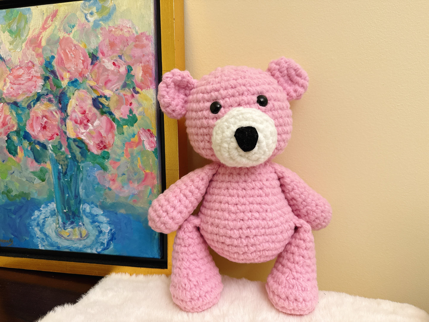 Pink 12 inc-Handmade Crochet Bear