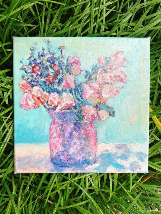 Pink Vase and Roses