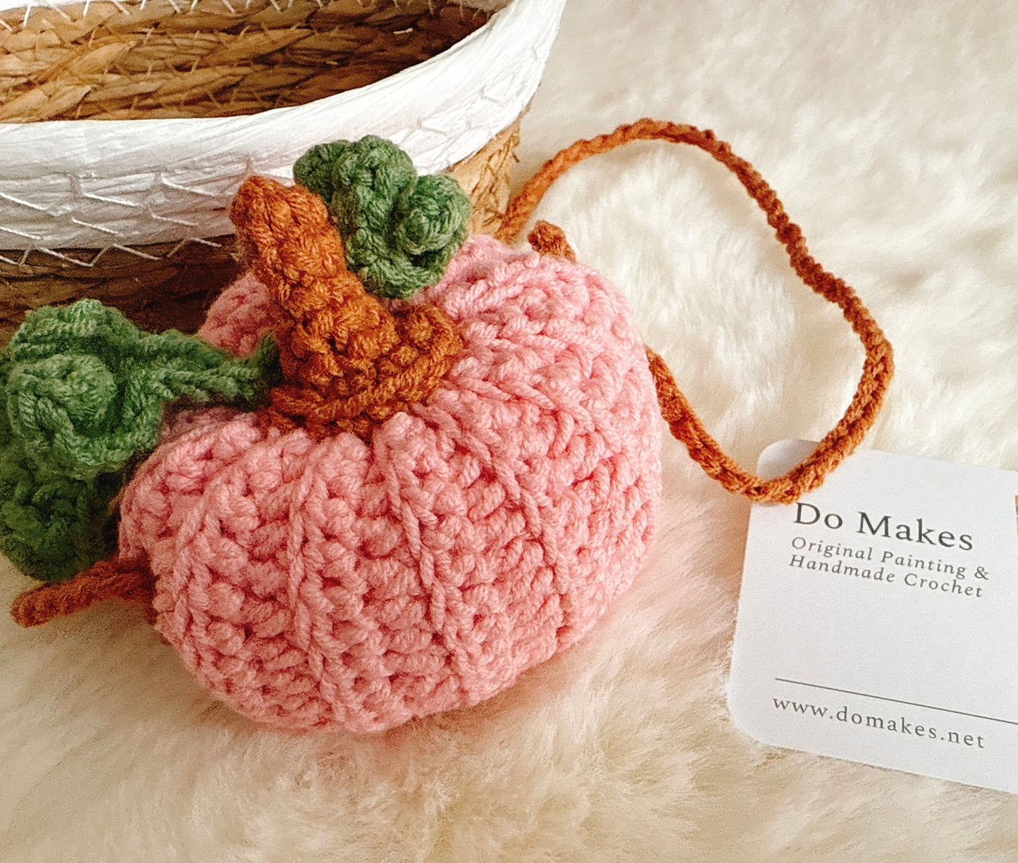 Pink Crochet Hanging Pumpkin