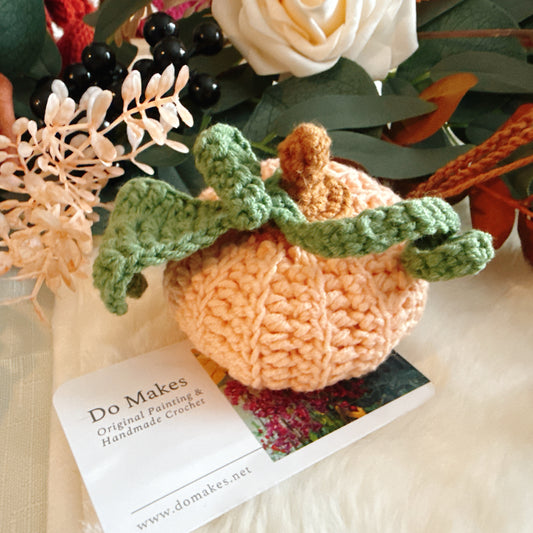Peach Handmade Crochet Hanging Pumpkin