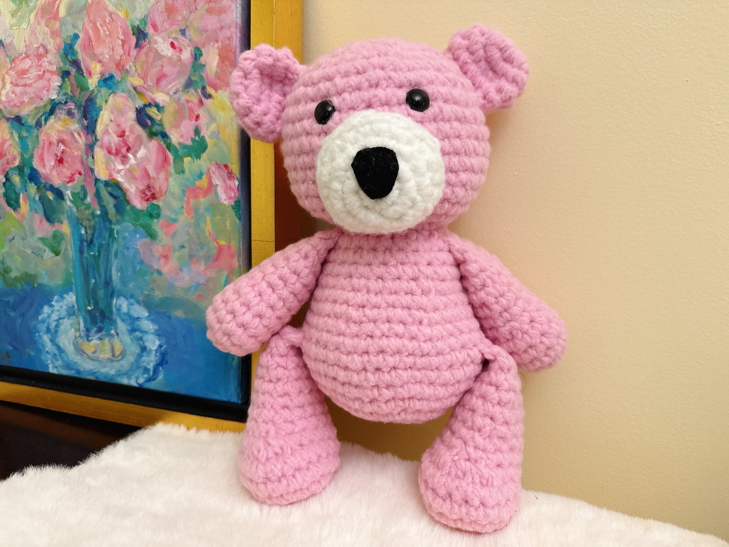 Pink 12 inc-Handmade Crochet Bear