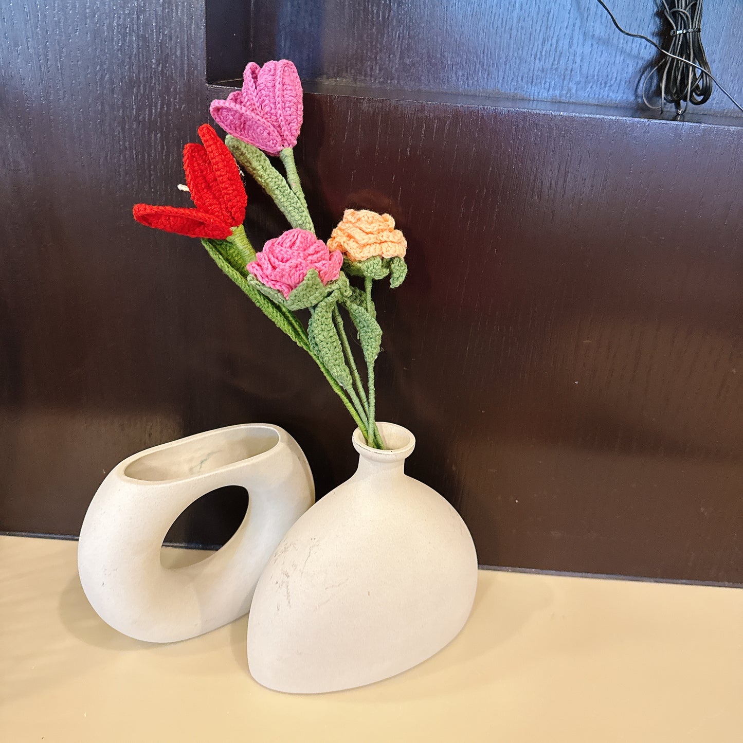 Handmade Crochet Pink Tulip