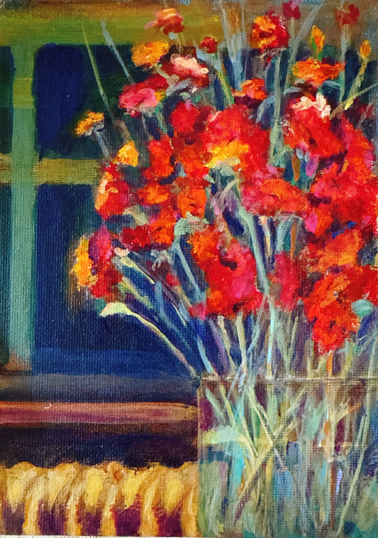Radiator and Bouquet of Flowers