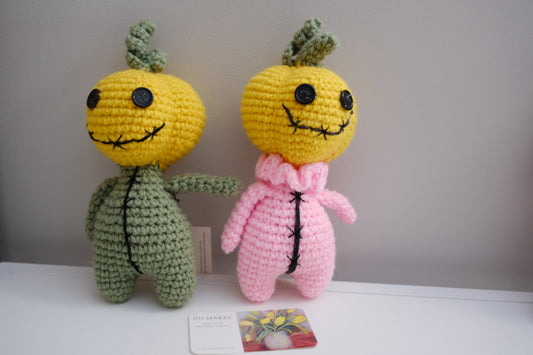 Crochet Pumpkin Monster Plush-Pink outfit