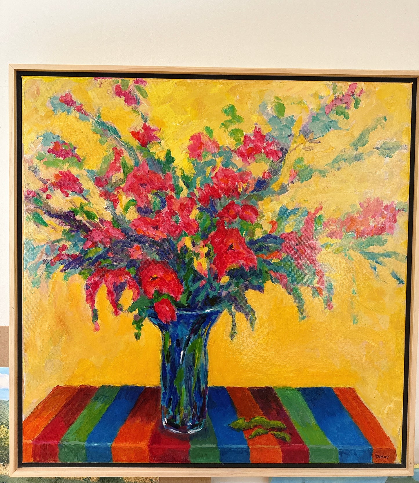 Yellow Still Life with Striped Tablecloth