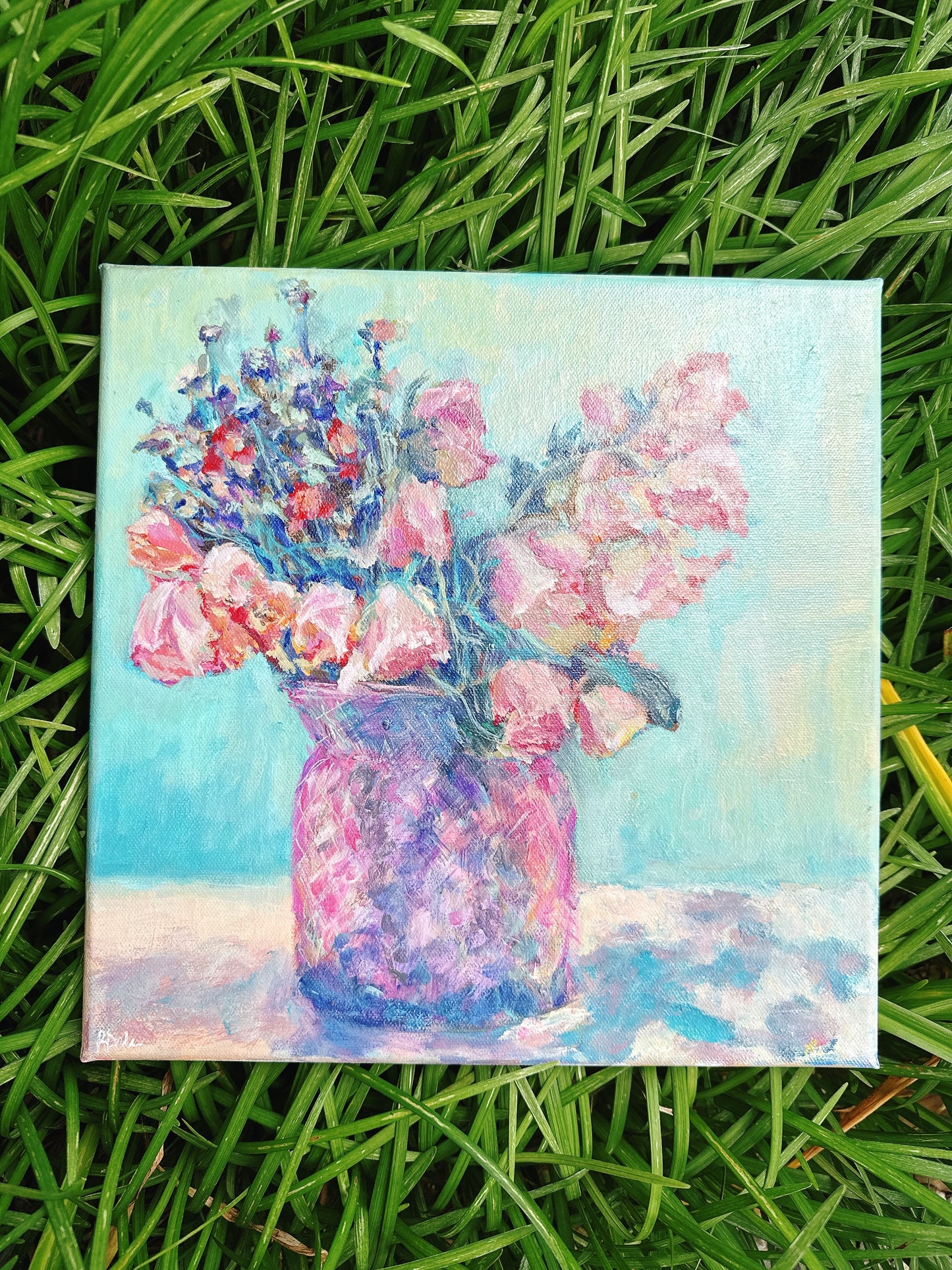 Pink Vase and Roses