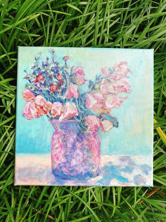 Pink Vase and Roses