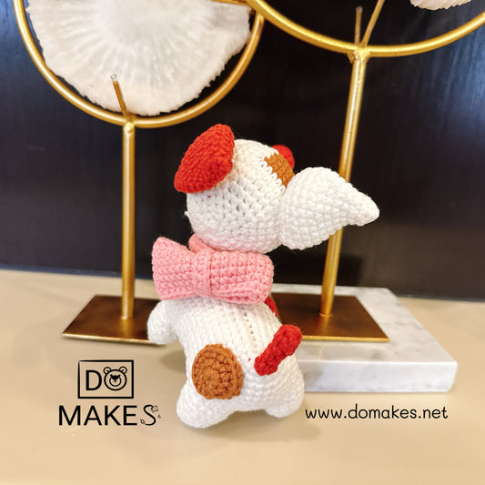 Dog with pink bow- amigurumi crochet