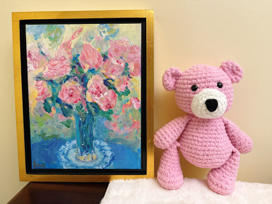 Pink 12 inc-Handmade Crochet Bear