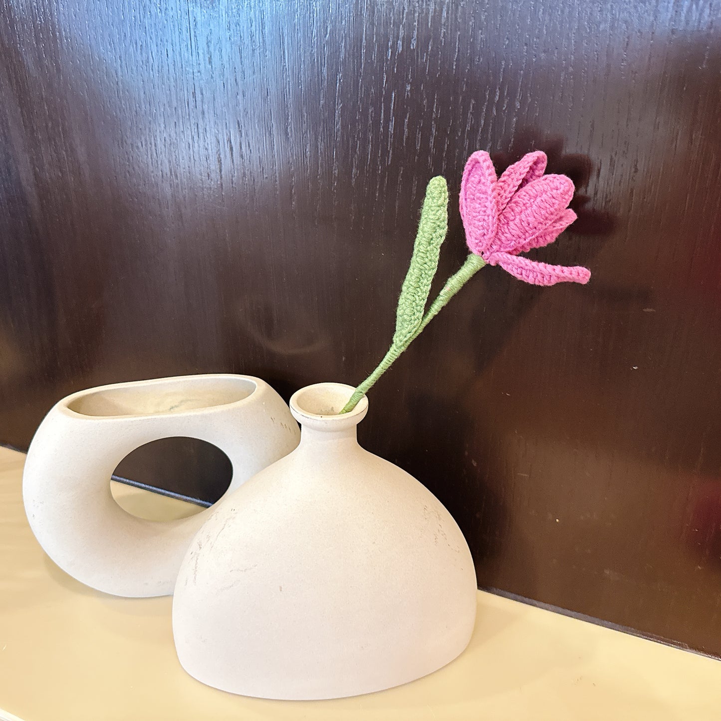 Handmade Crochet Pink Tulip