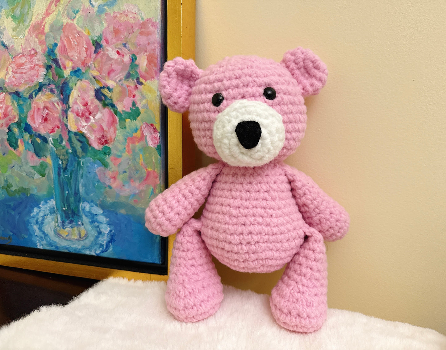 Pink 12 inc-Handmade Crochet Bear