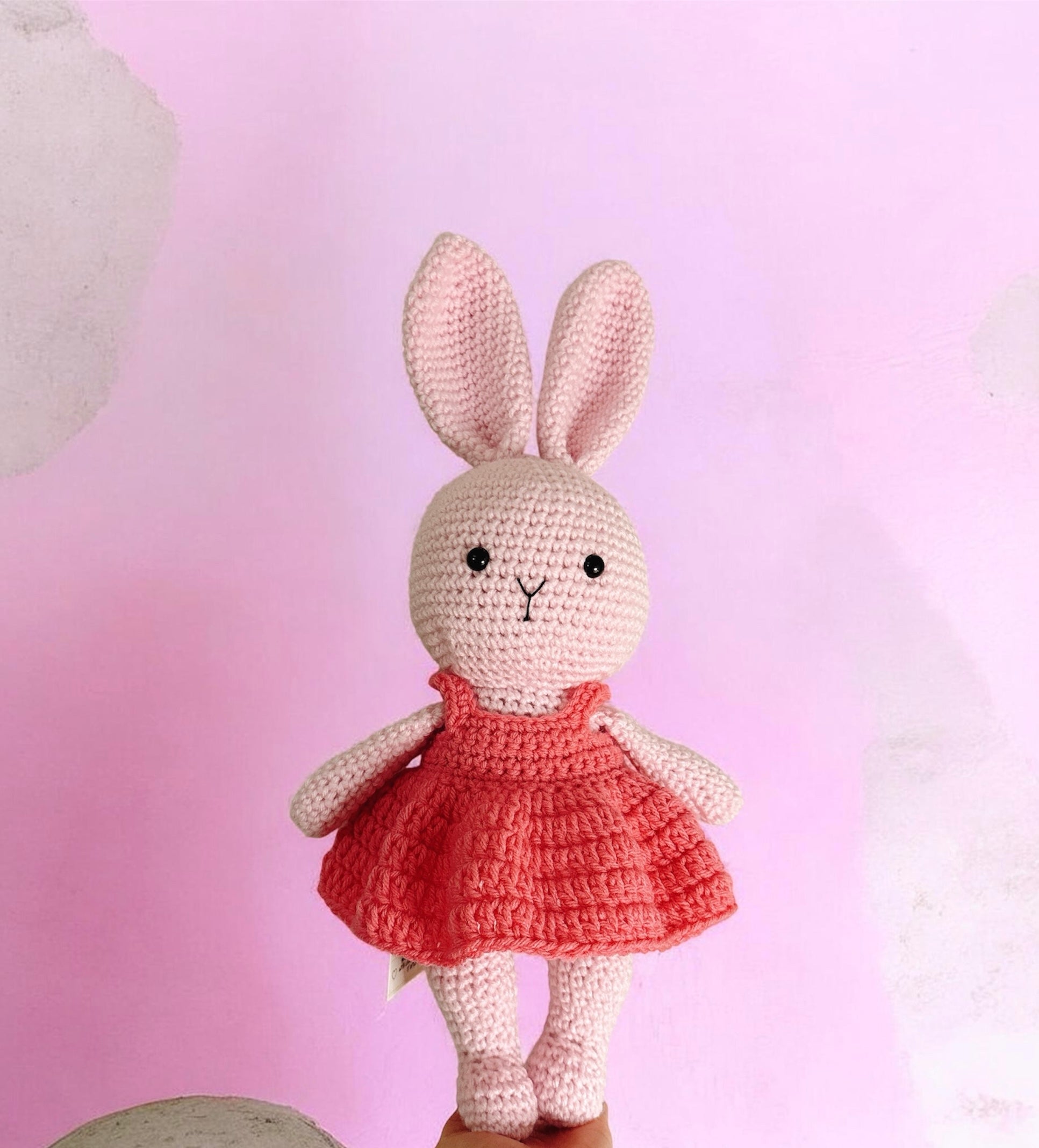 Handmade Crochet Bunny w Pink Dress-XL – Do Makes