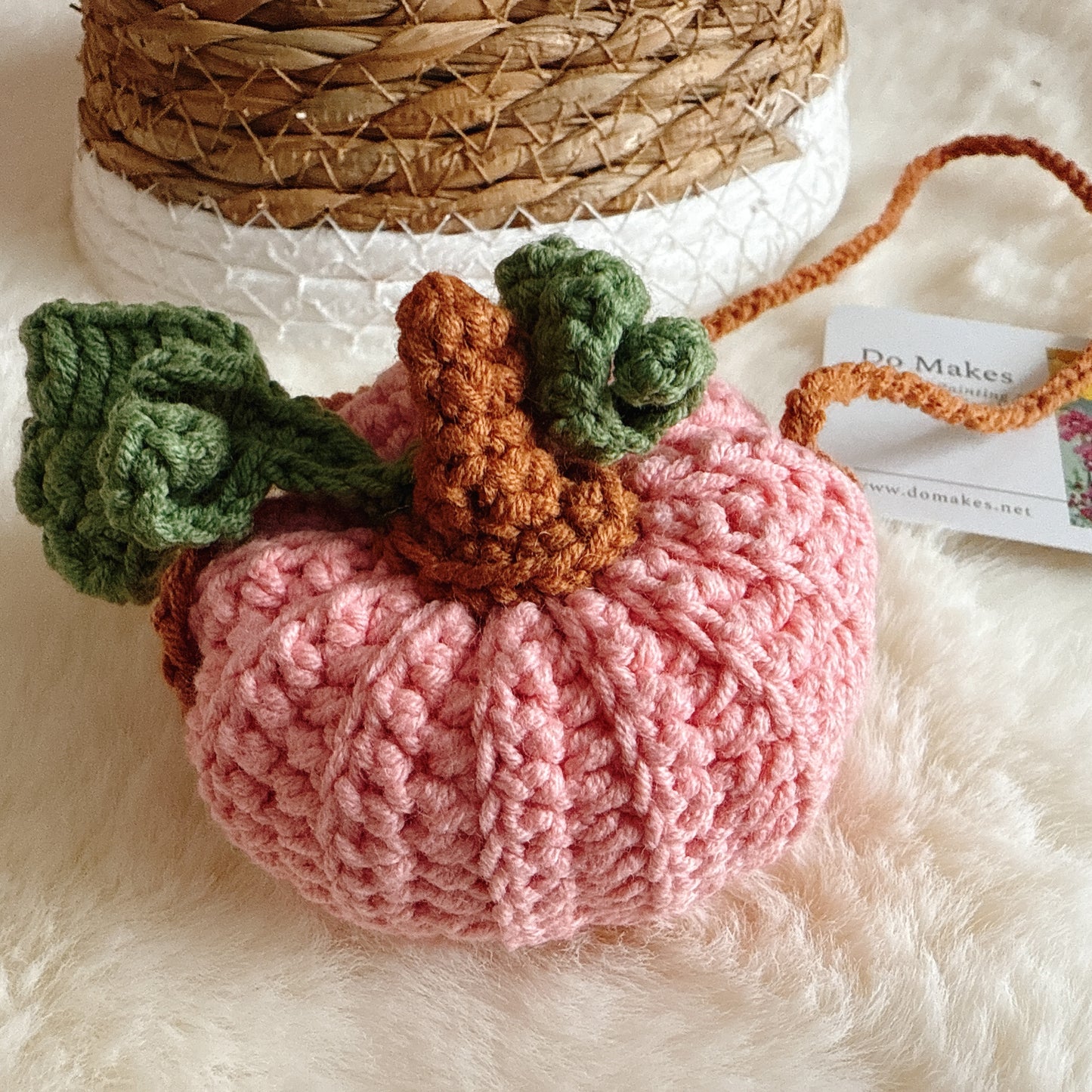 Pink Crochet Hanging Pumpkin