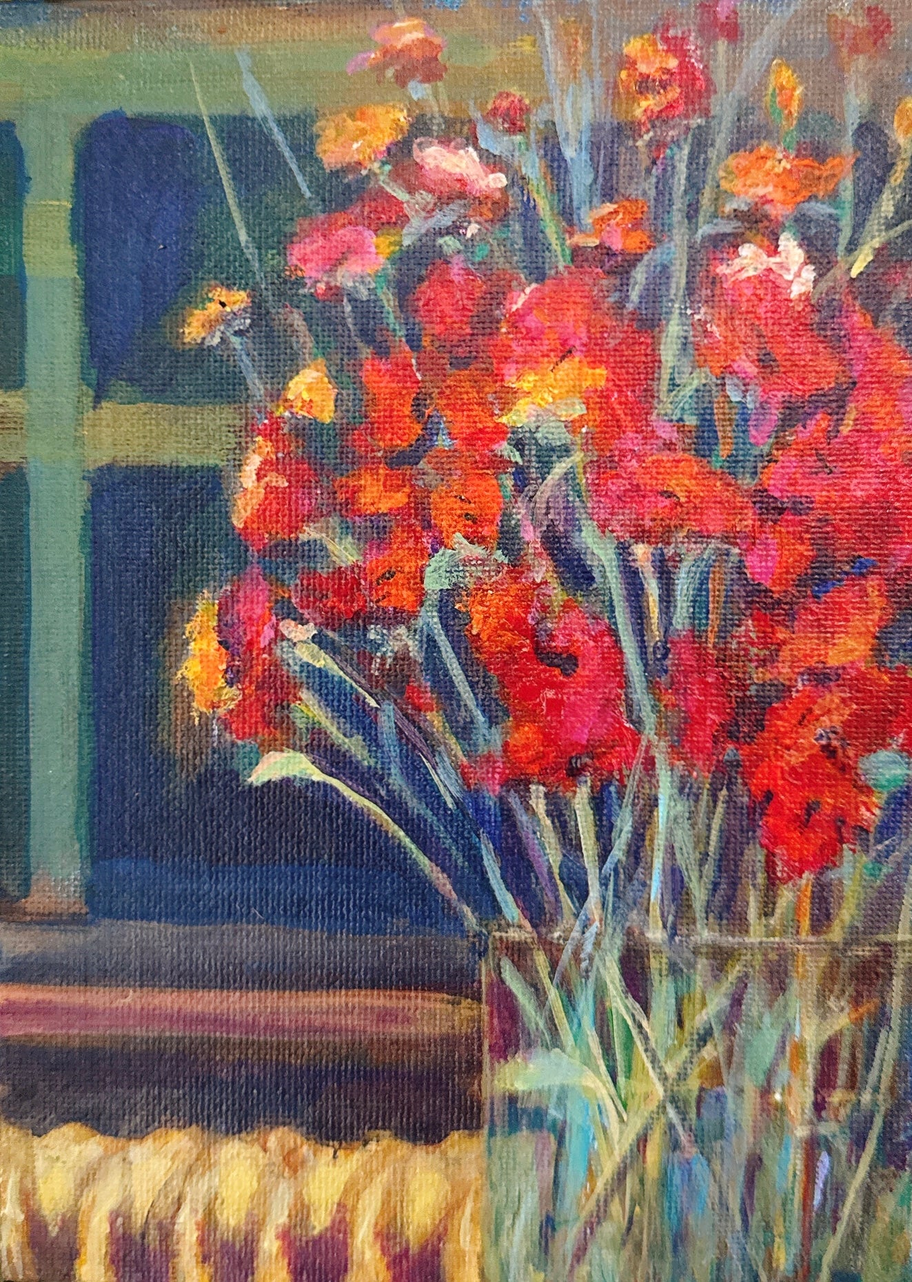 Radiator and Bouquet of Flowers