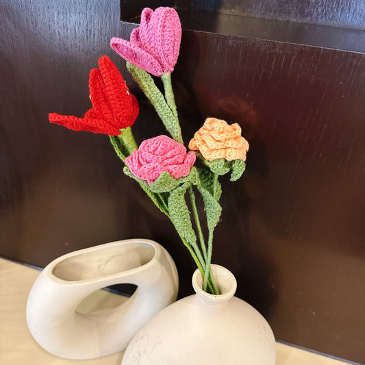 Handmade Crochet Pink Tulip