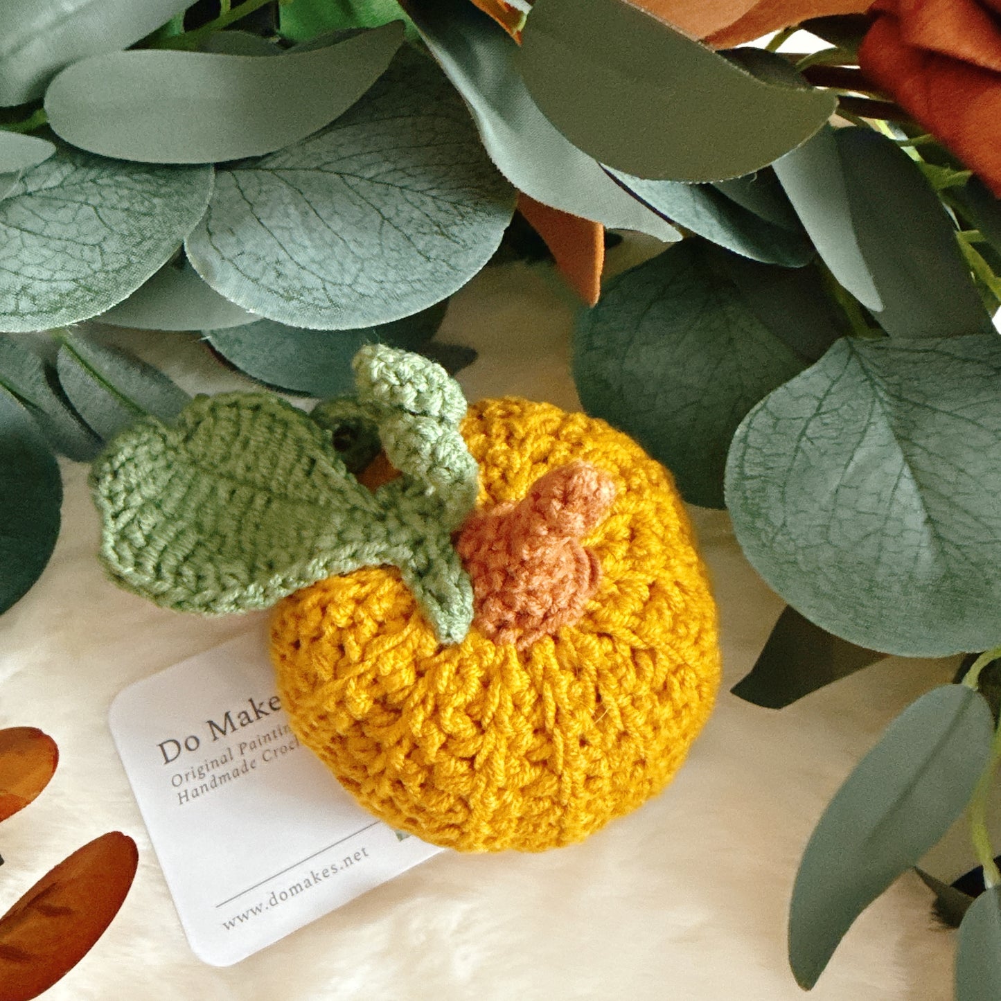 Mustard Crochet Hanging Pumpkin