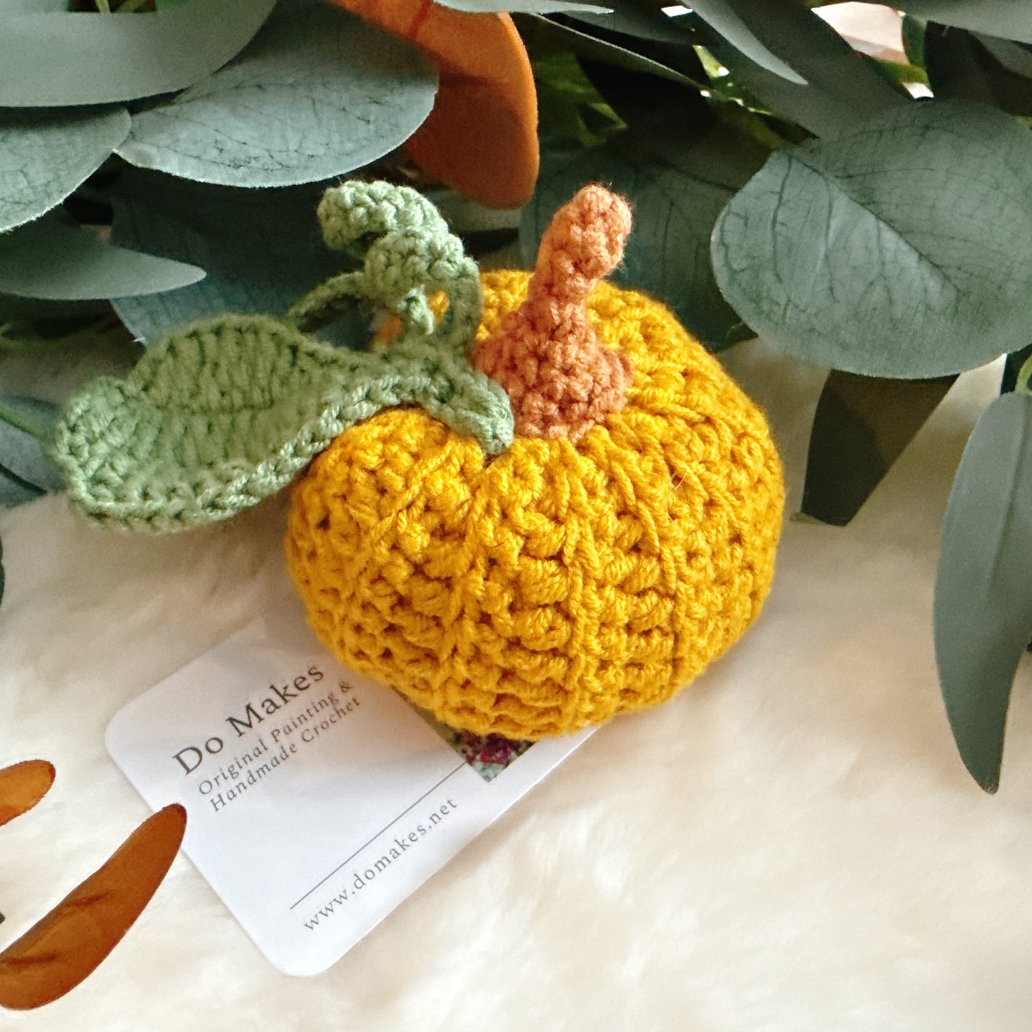 Mustard Crochet Hanging Pumpkin