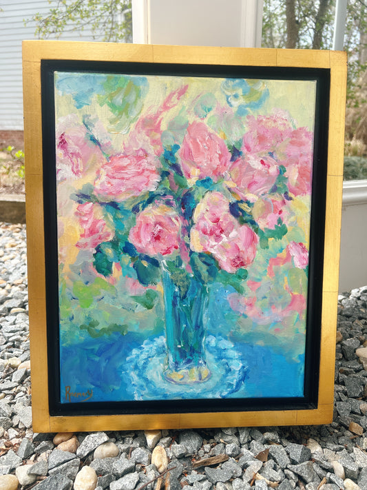Pink Roses with Doily