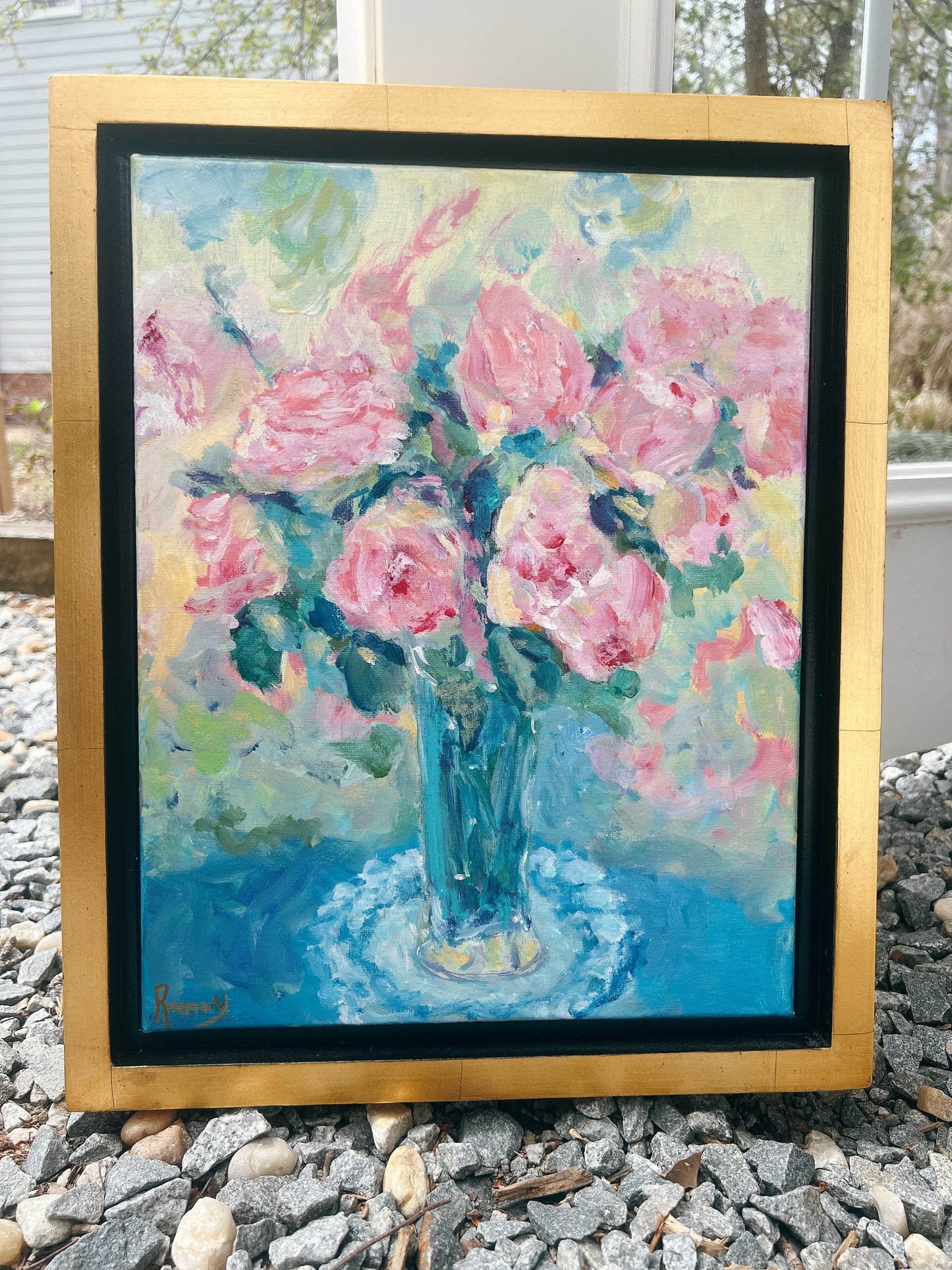 Pink Roses with Doily