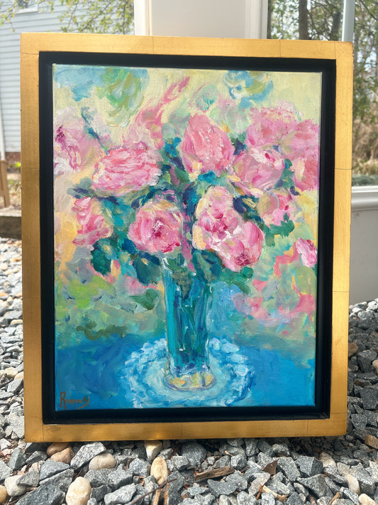 Pink Roses with Doily