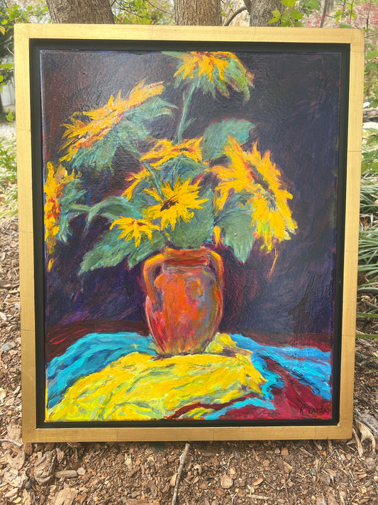 Sunflowers in Clay Pot