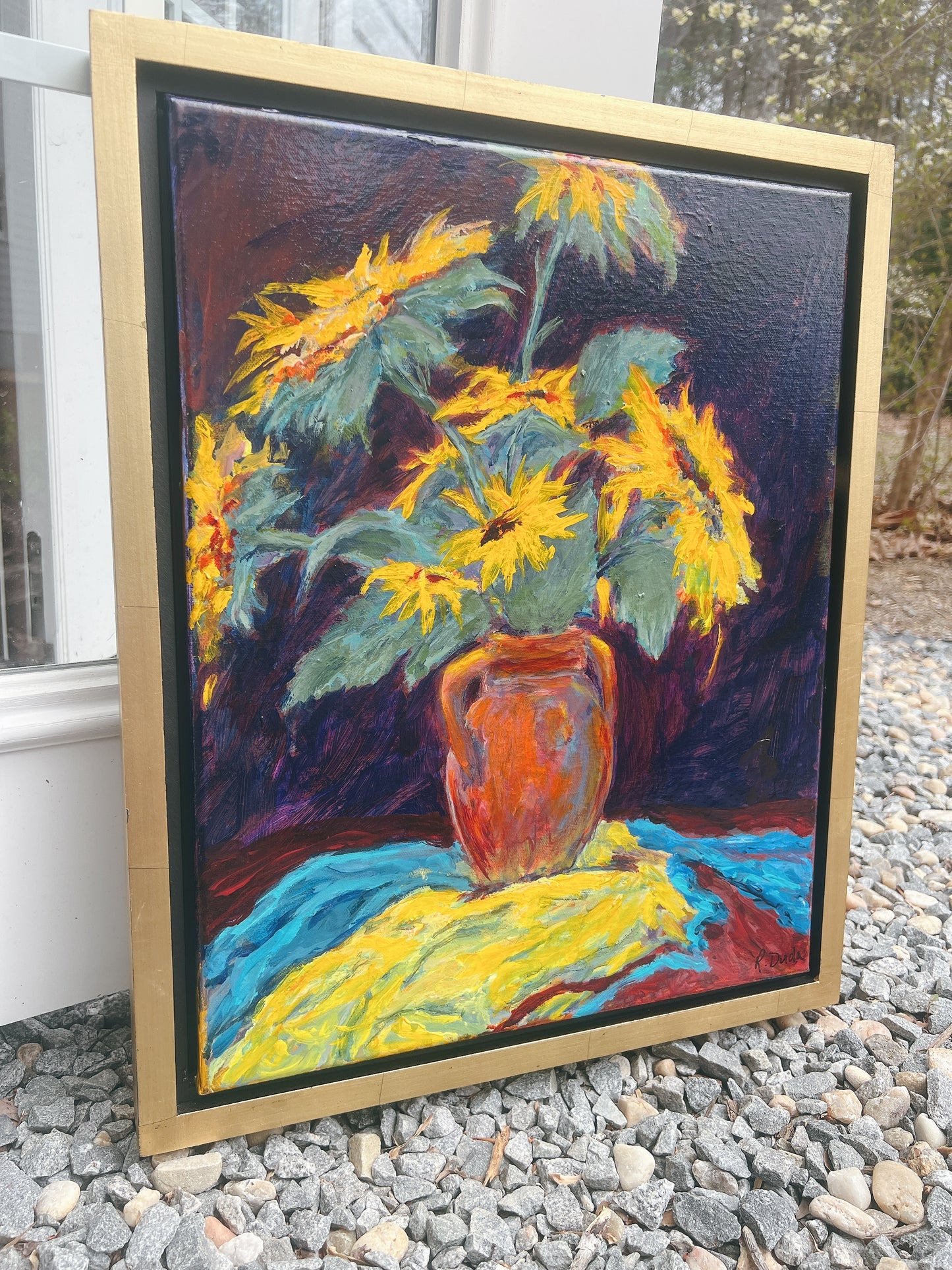 Sunflowers in Clay Pot