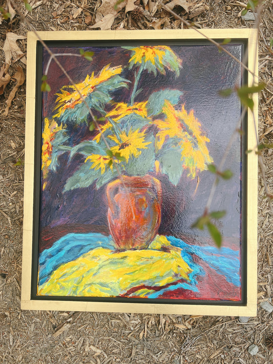 Sunflowers in Clay Pot