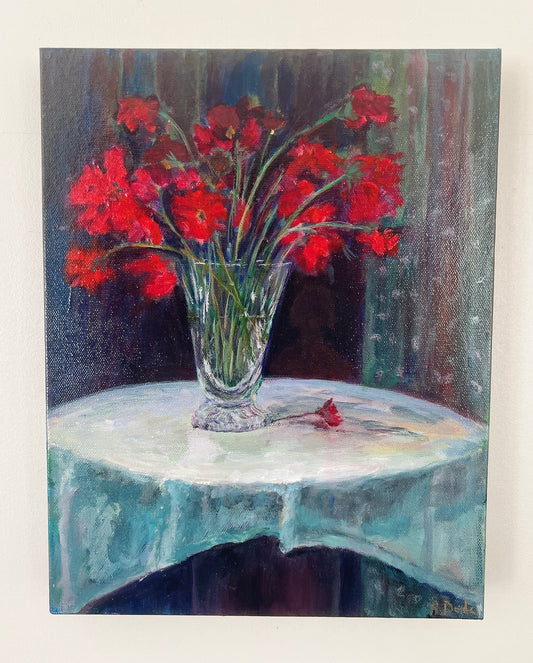 Interior with Red Flowers