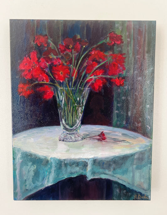 Interior with Red Flowers