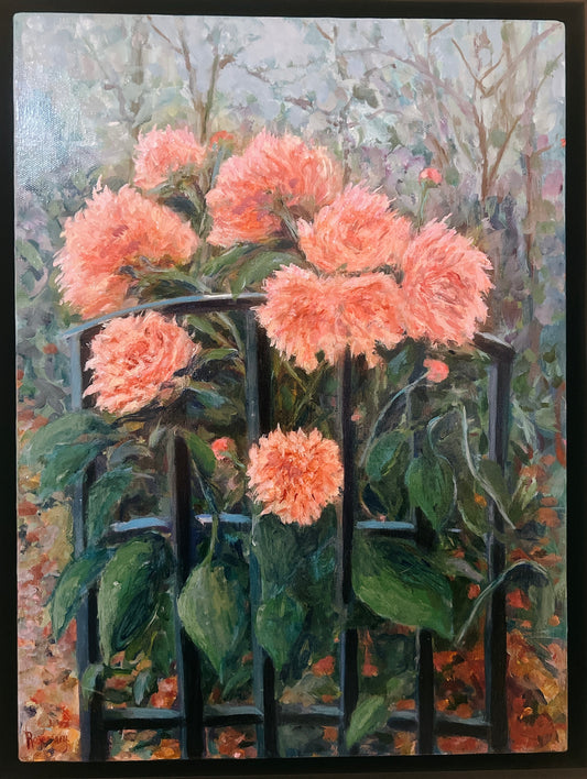 Iron Trellis with Peonies