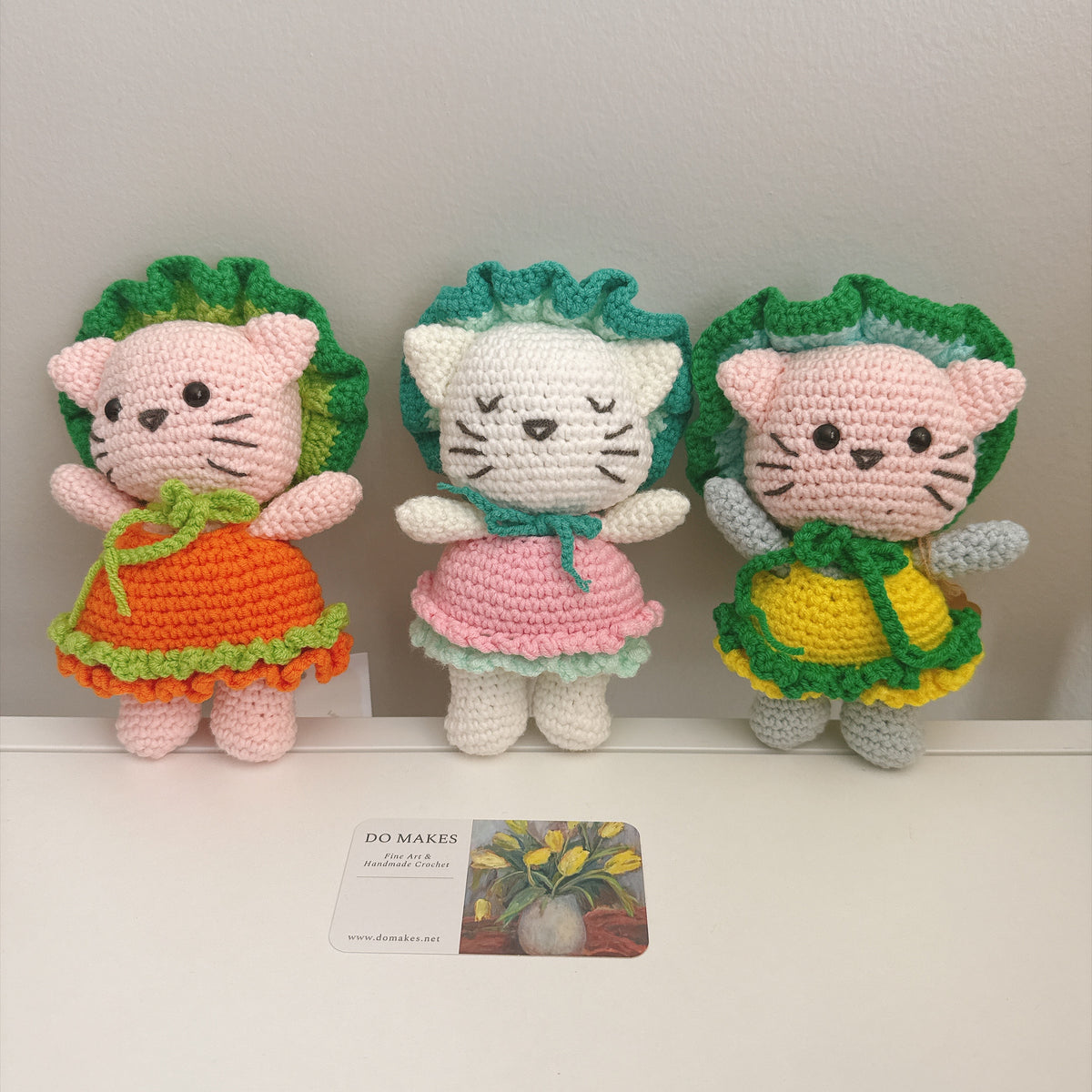 Crochet Cat with Removable Pink Dress