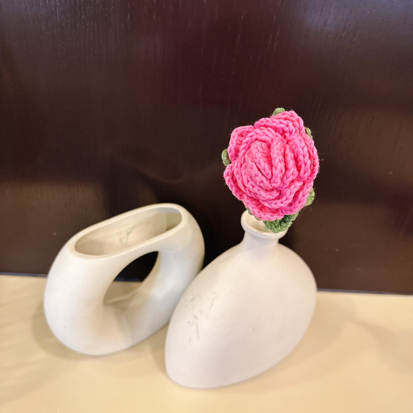 Handmade Crochet Pink Rose