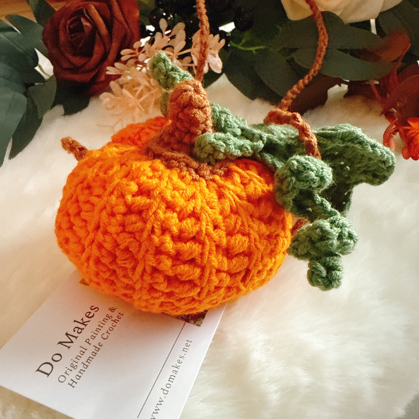 Orange Crochet Hanging Pumpkin