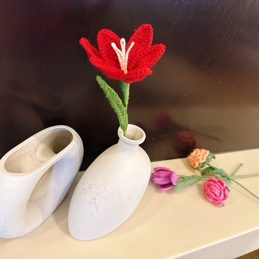 Handmade Crochet Red Tulip