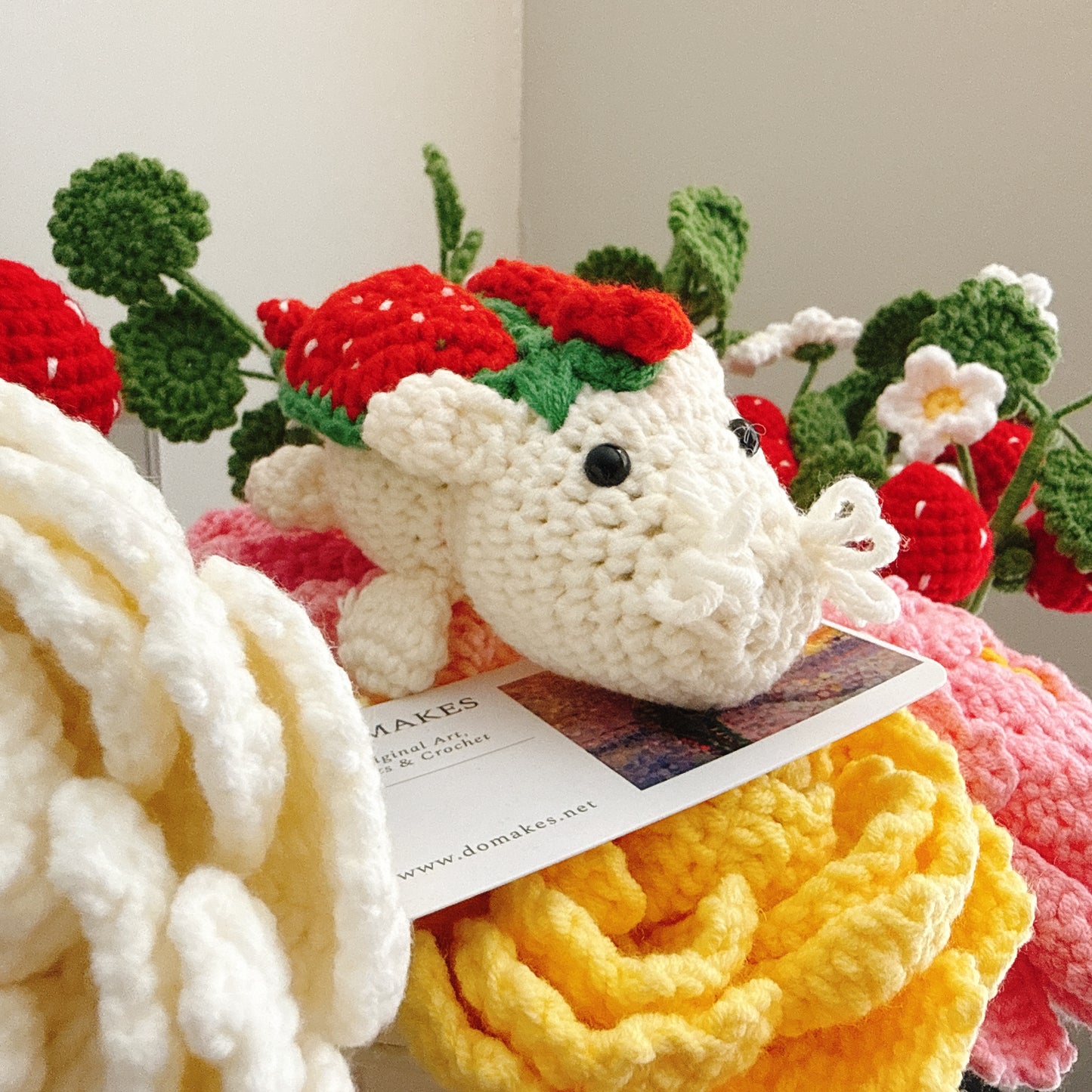 Crochet Strawberry Dragon-White