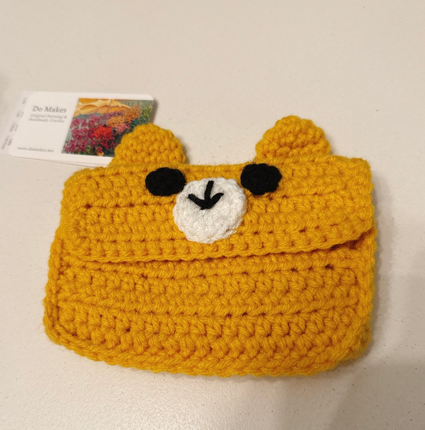 Crochet bear mini wallet-Yellow