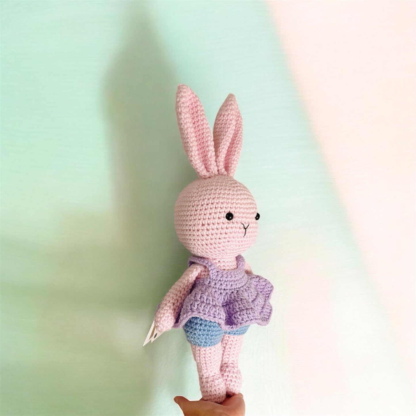 Handmade Crochet Bunny w Purple Dress-XL