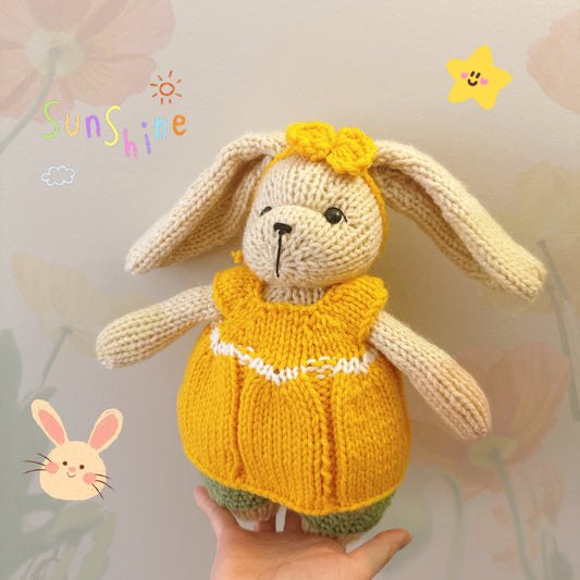 Knitted Bunny with yellow dress