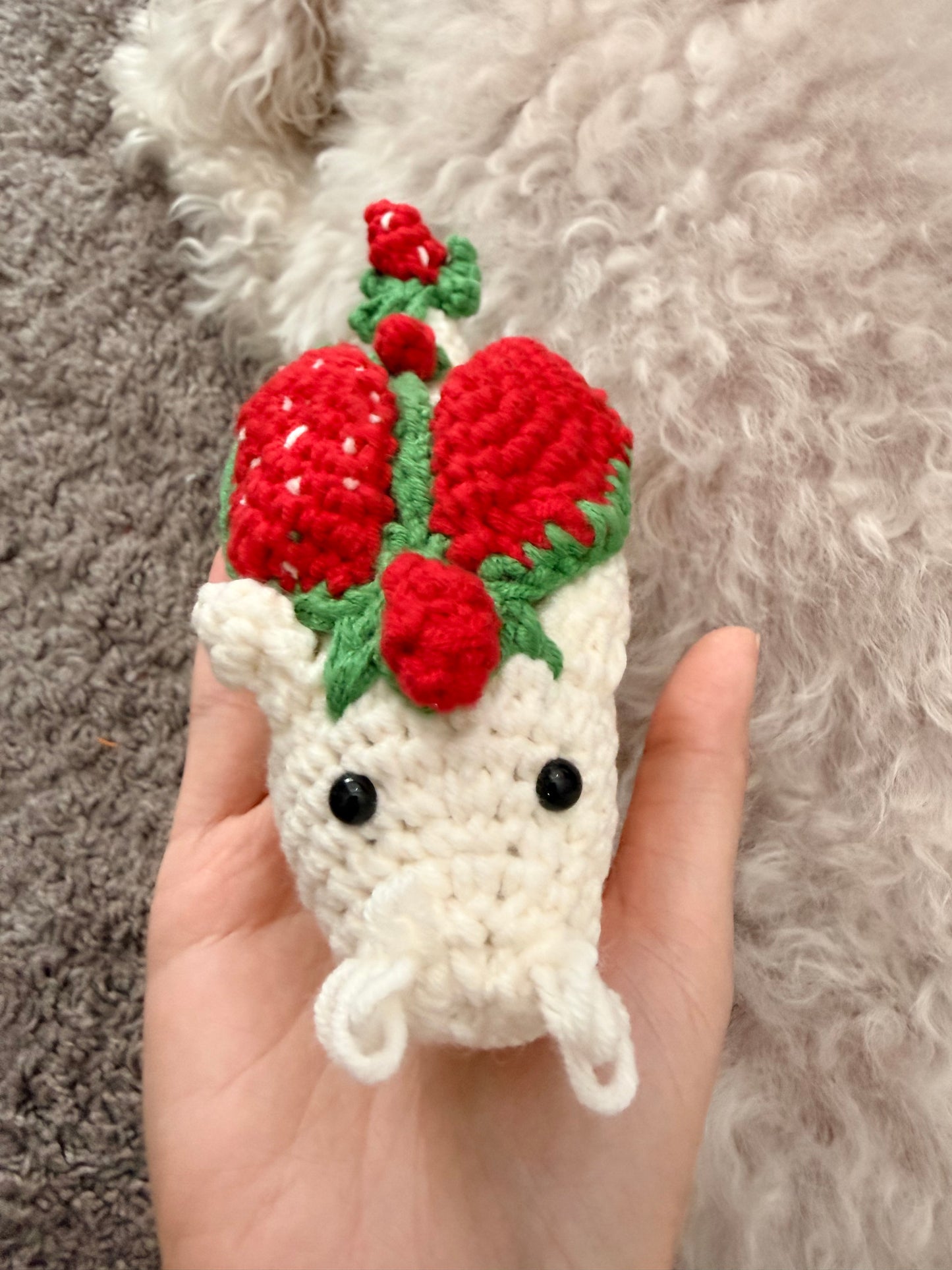 Crochet Strawberry Dragon-White