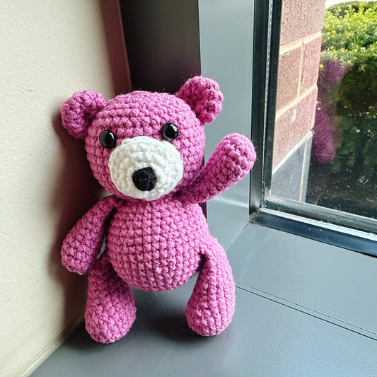 Handmade Crochet Hot Pink Bear
